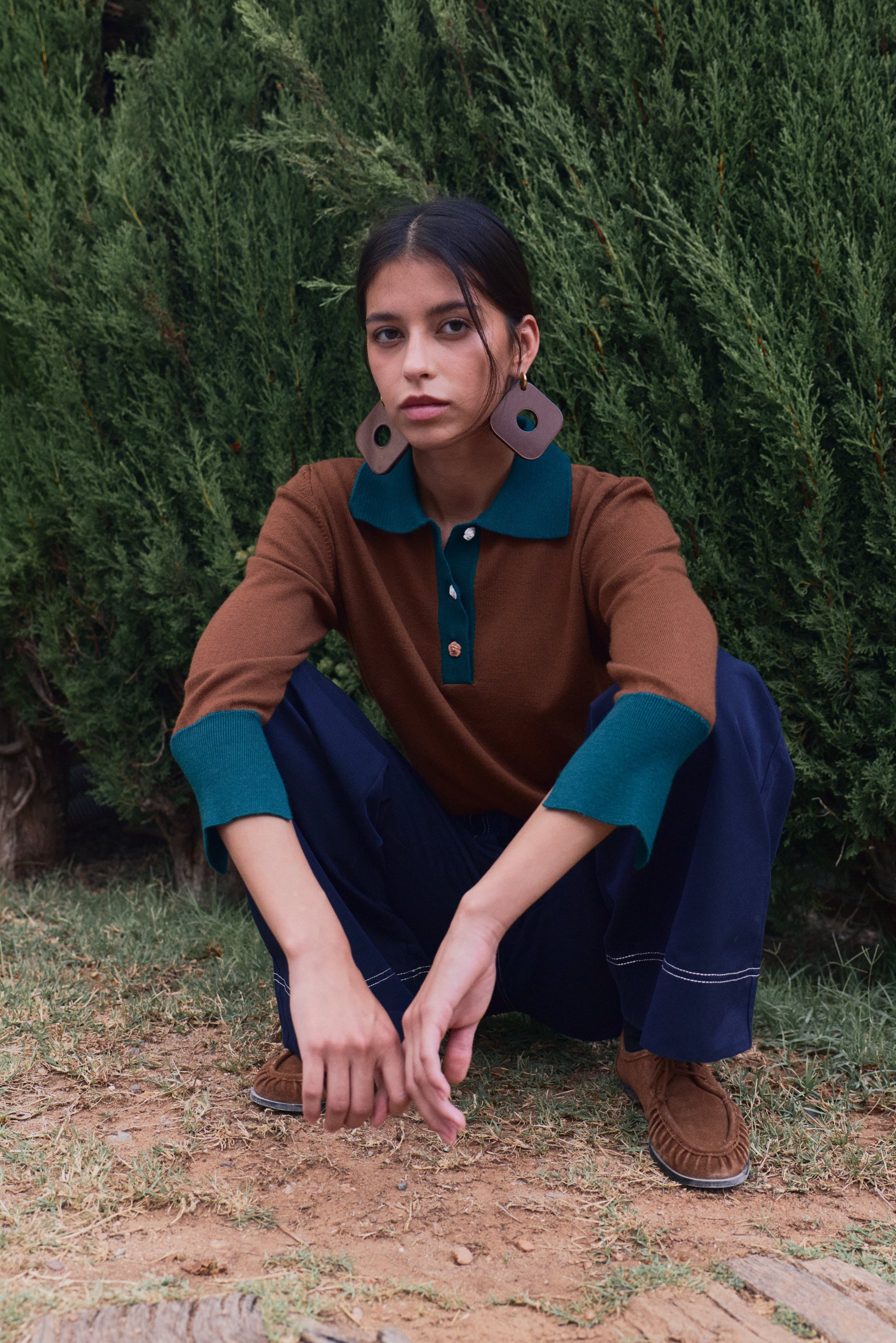 Emily Cashmere blend Polo Brown