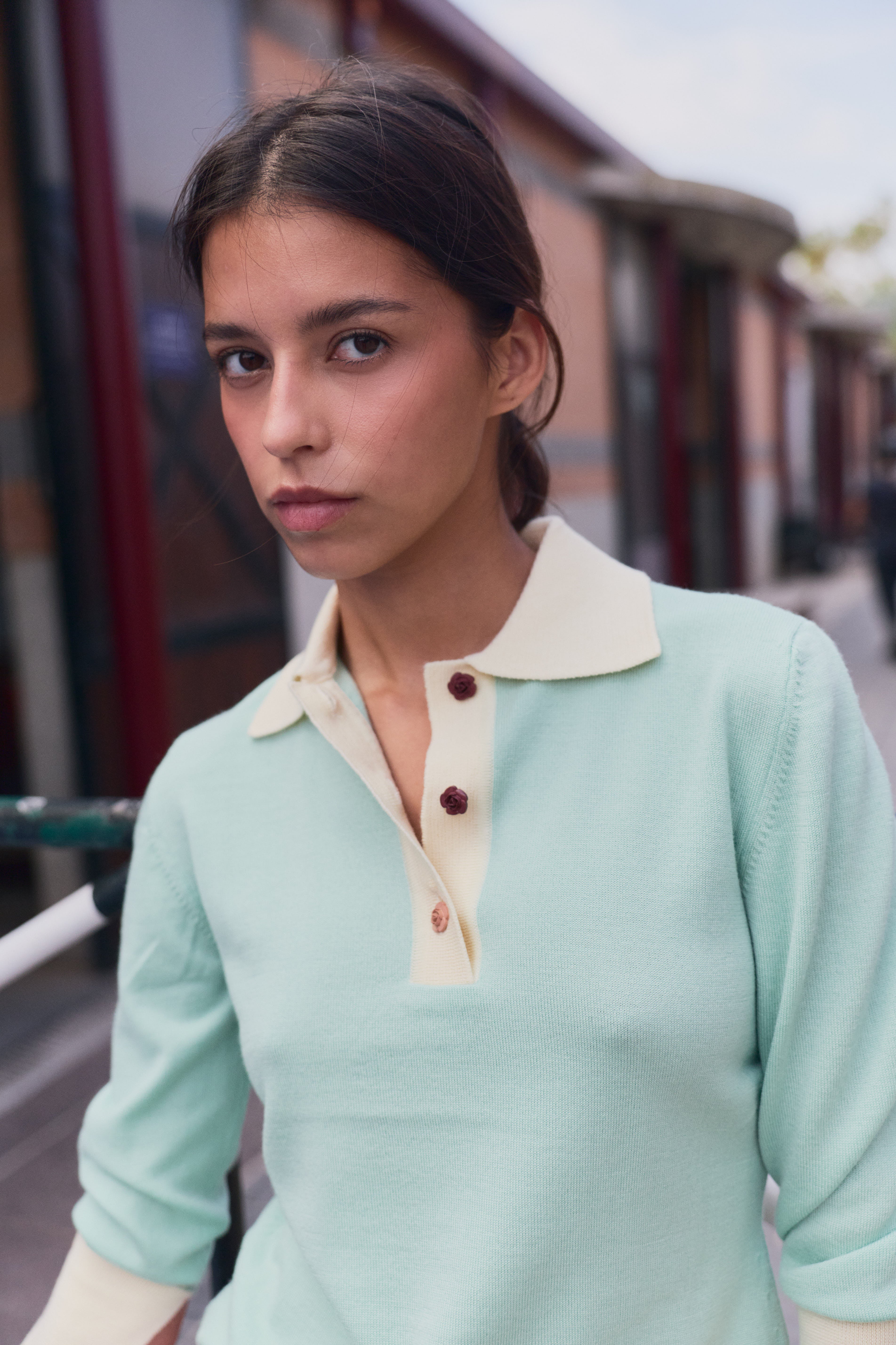 Emily Cashmere blend Polo Mint Green