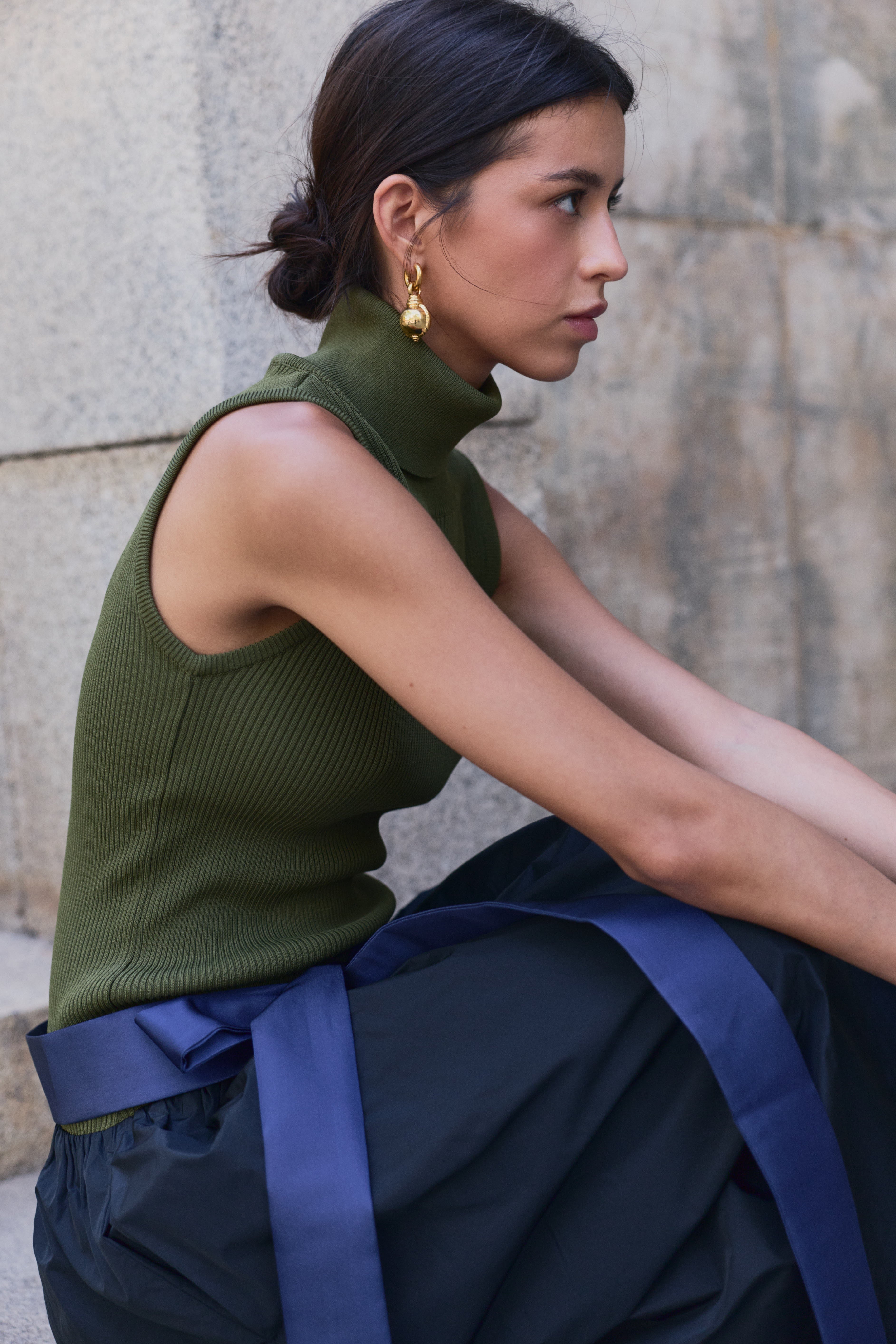 Frida Dress Bow Military Green