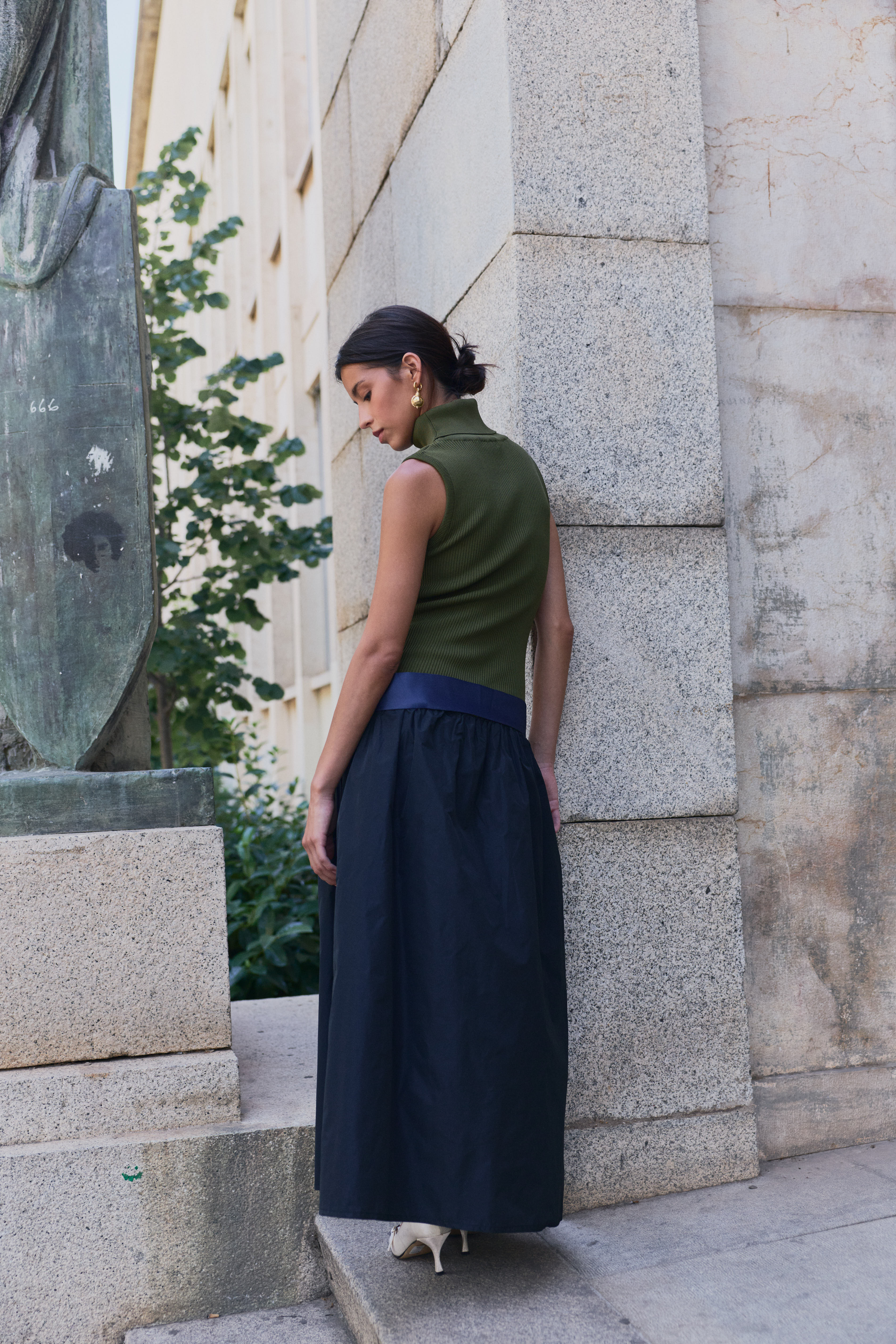 Frida Dress Bow Military Green