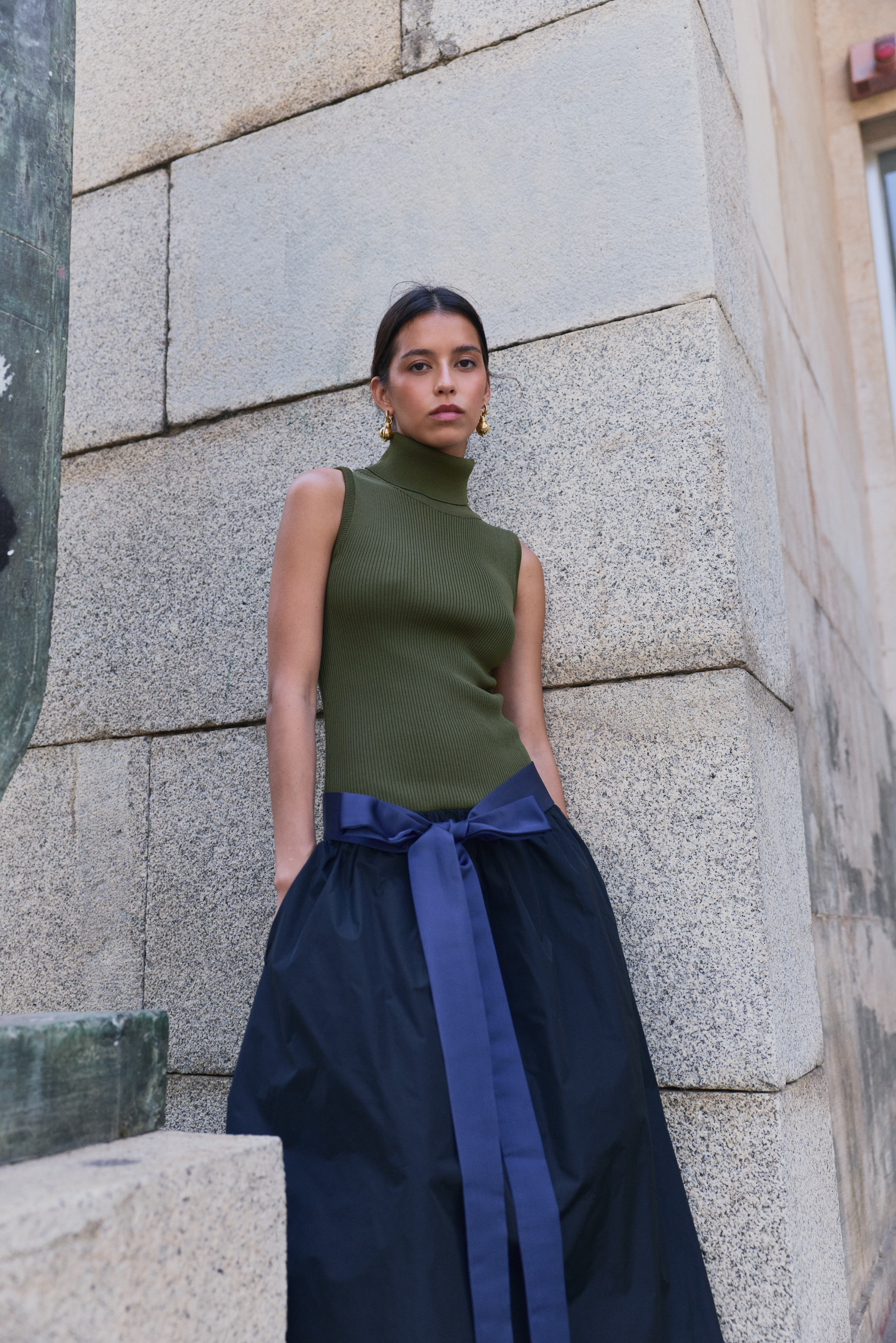 Frida Dress Bow Military Green