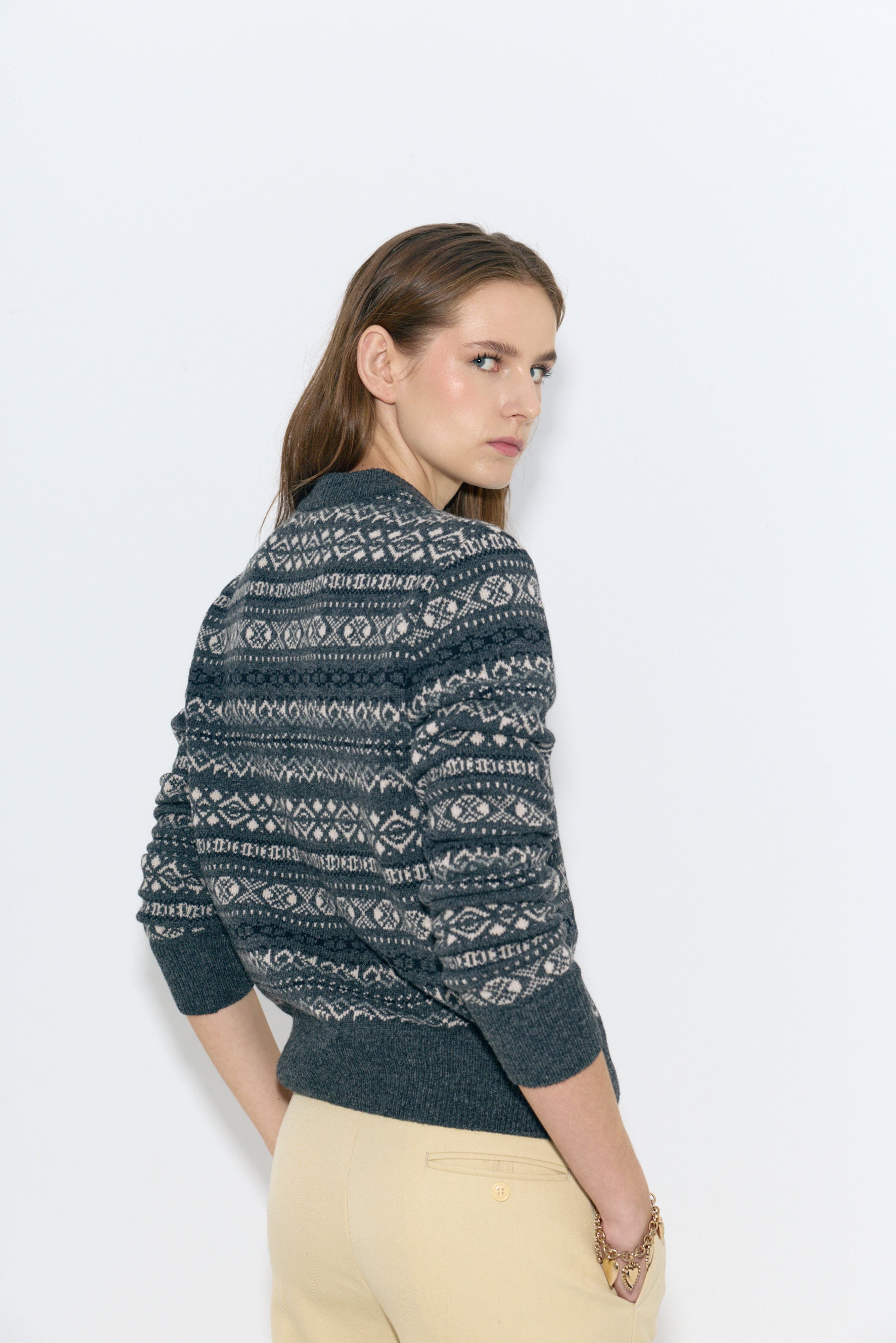 Sara Fair Isle Jumper Grey Marengo