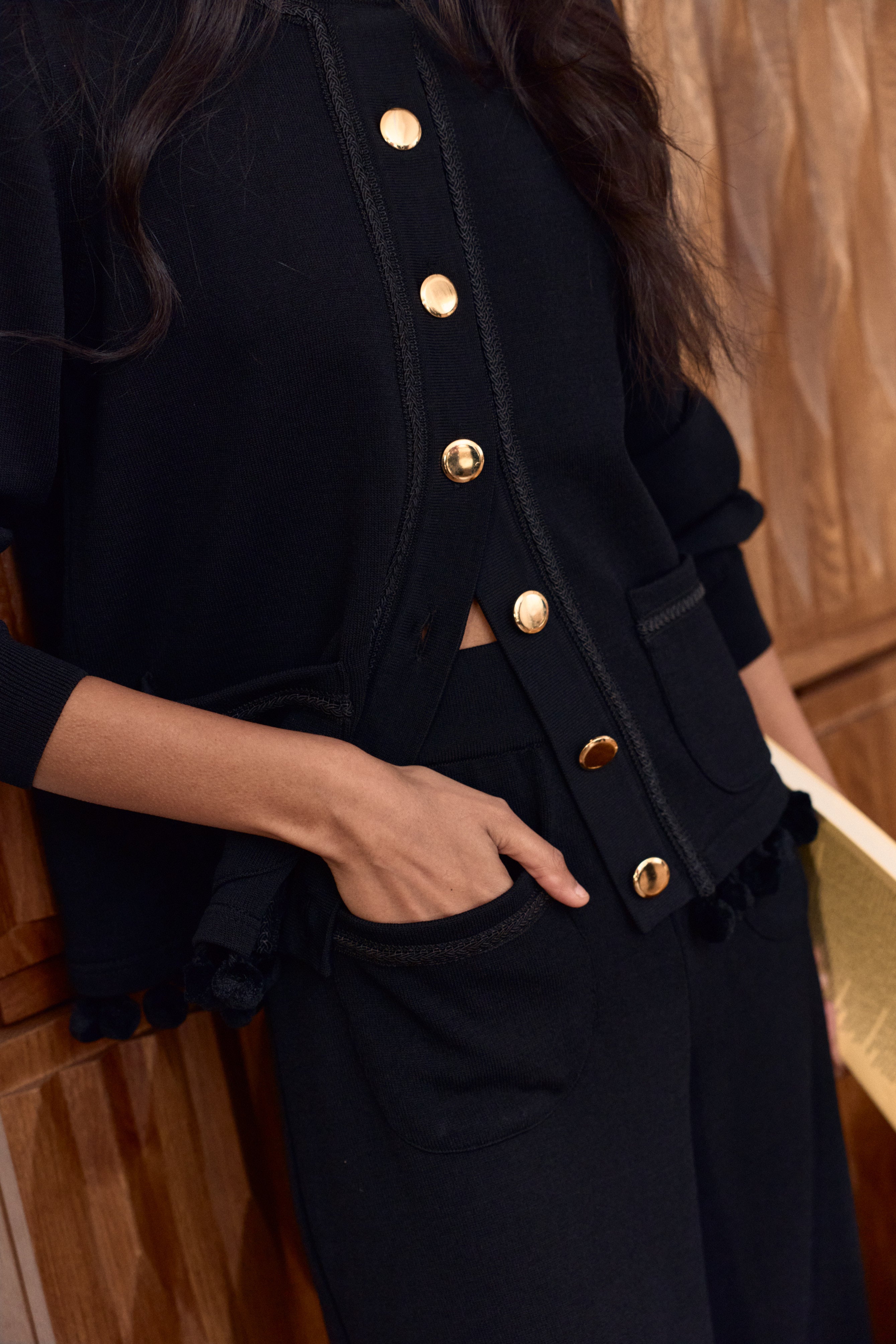 Montse Cardigan Pom-Pom Black