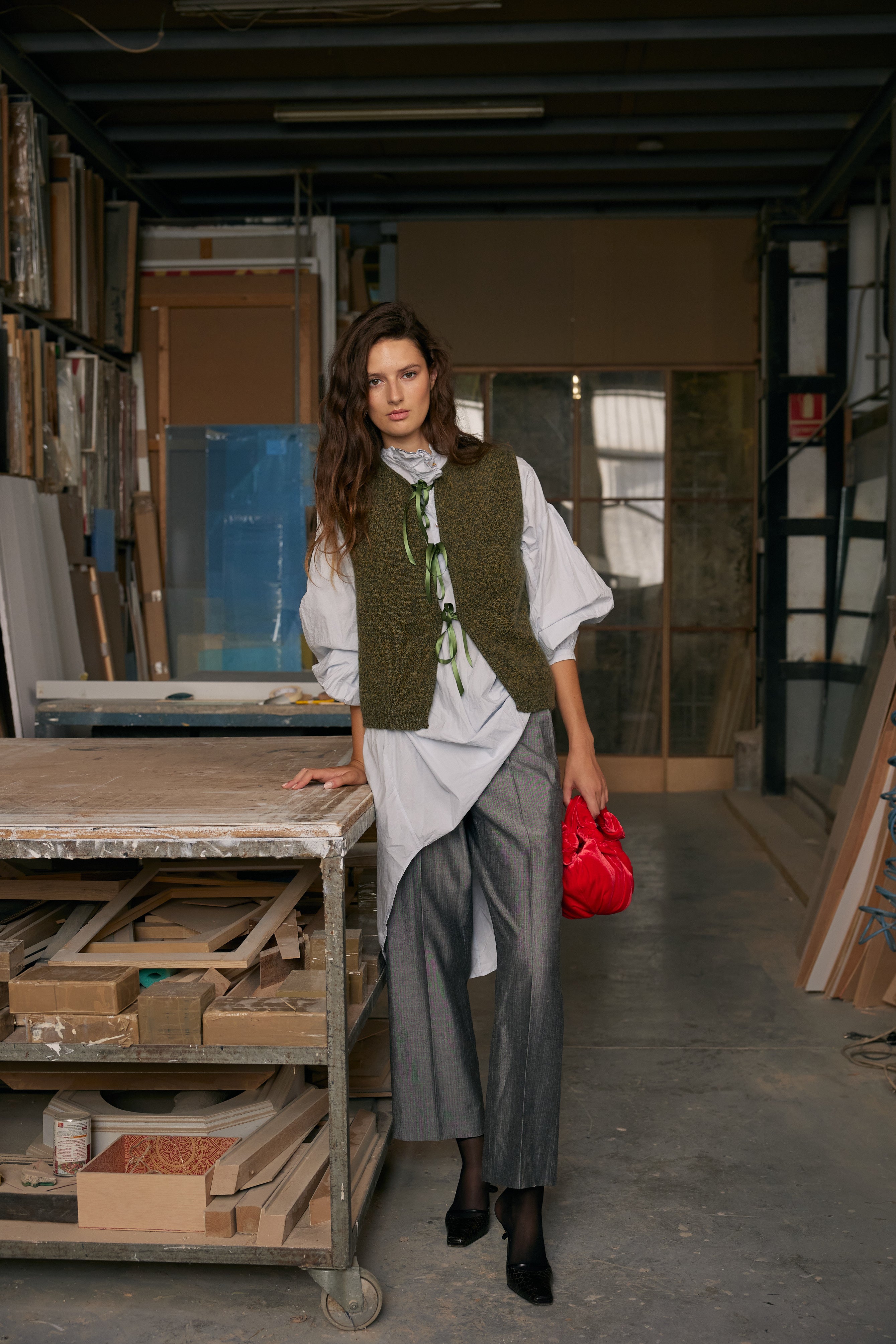 Mumi Bow Vest Olive