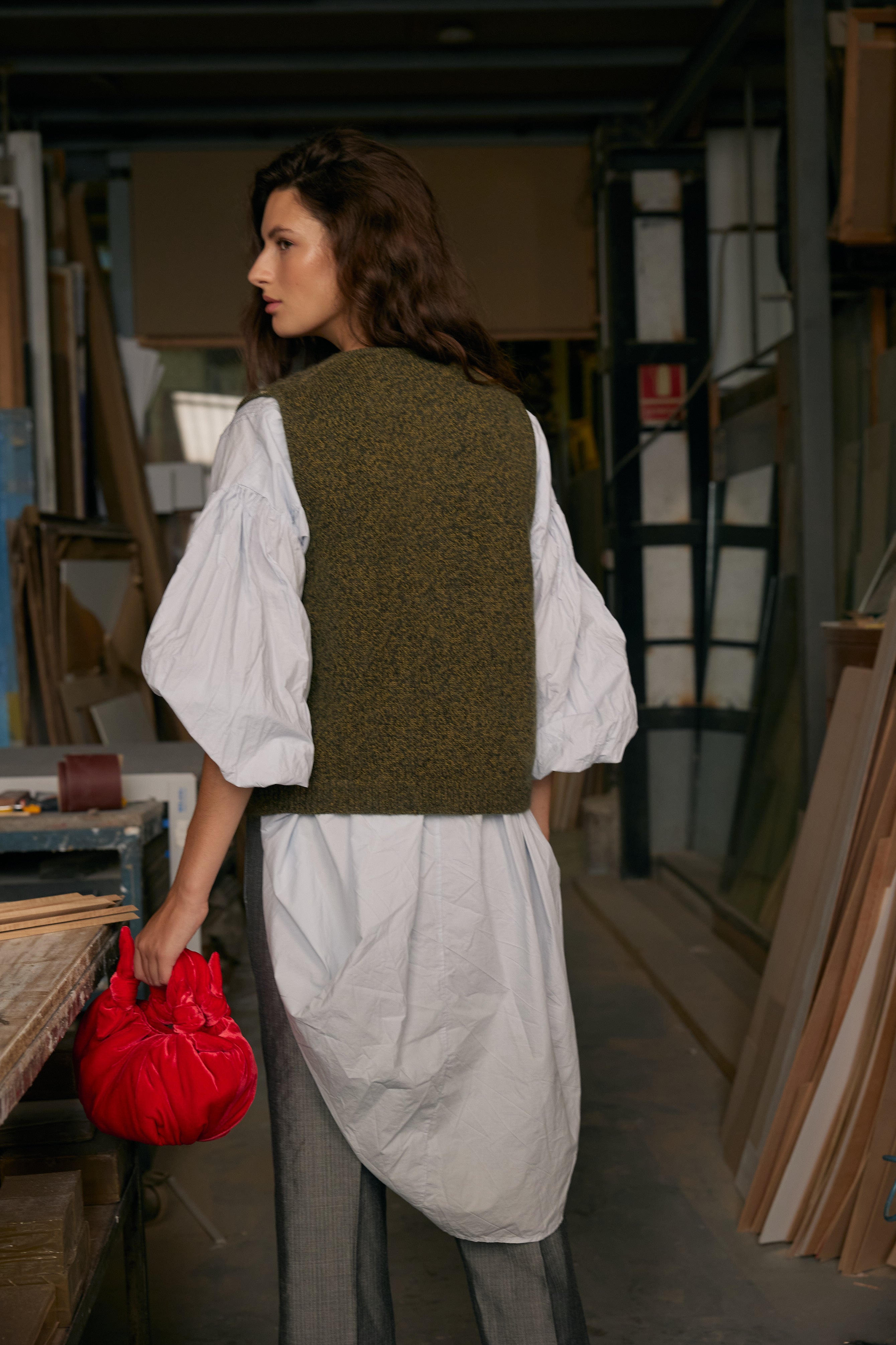 Mumi Bow Vest Olive