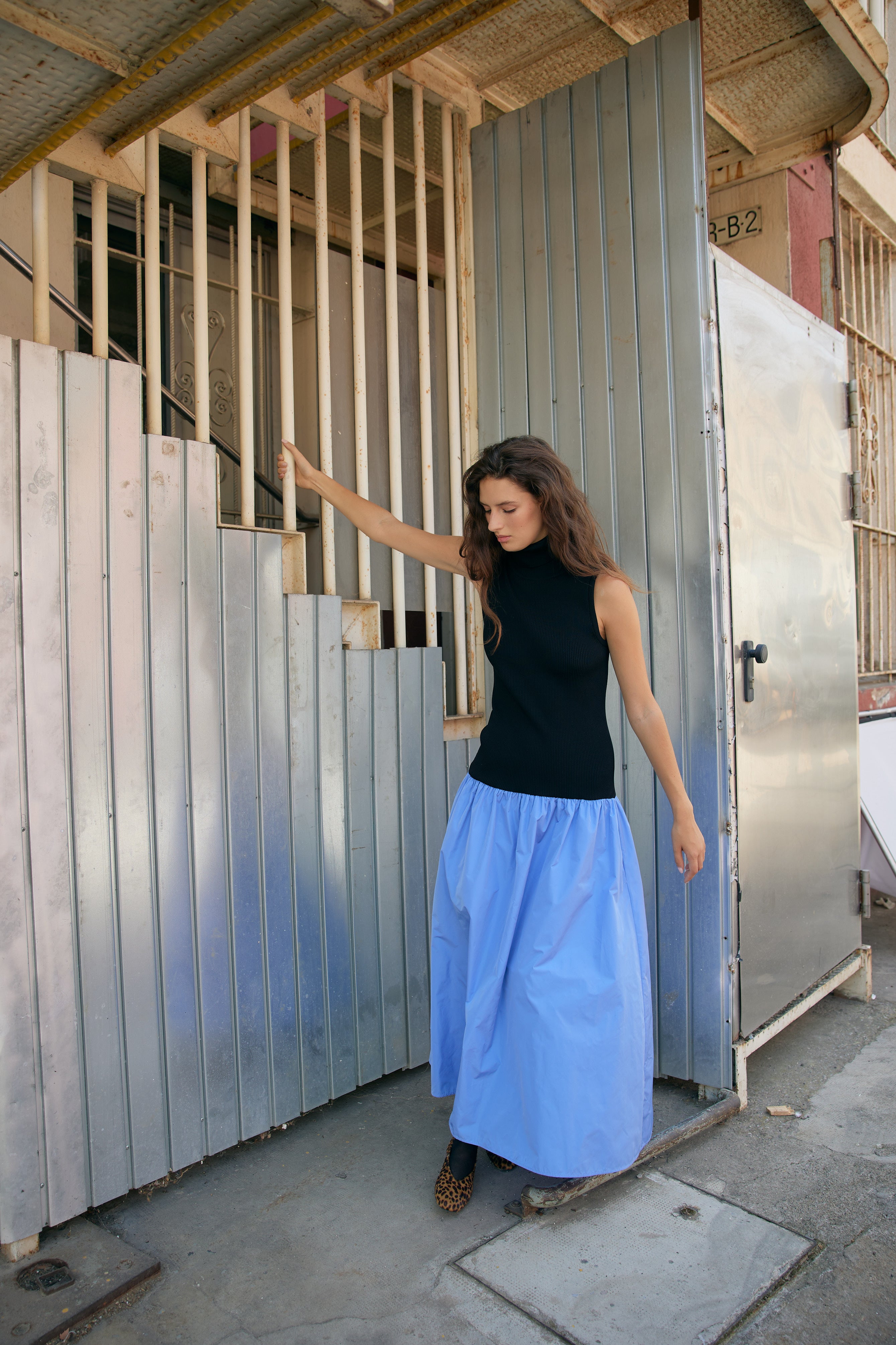 Vestido Frida Negro/Azul Cielo