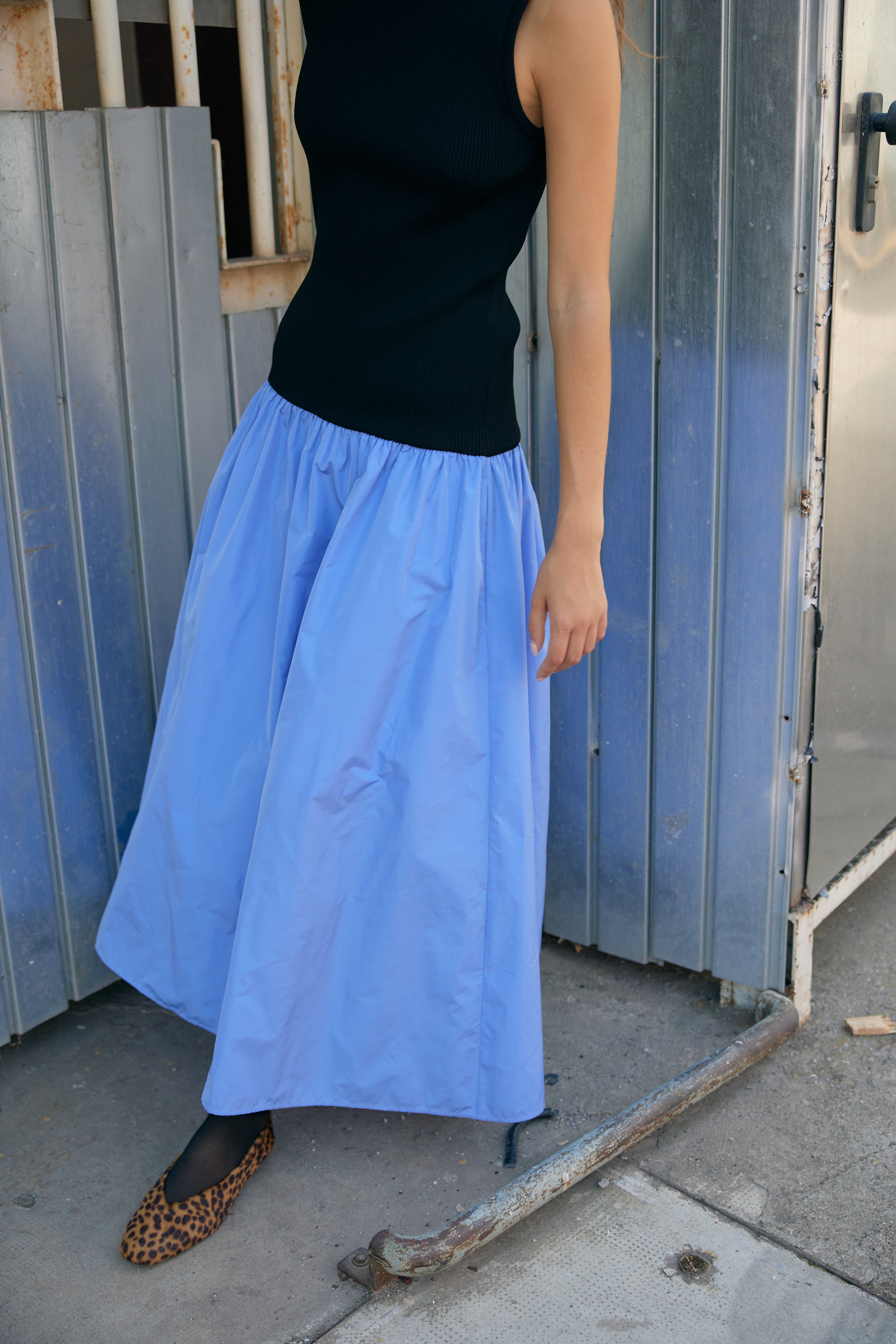 Vestido Frida Negro/Azul Cielo