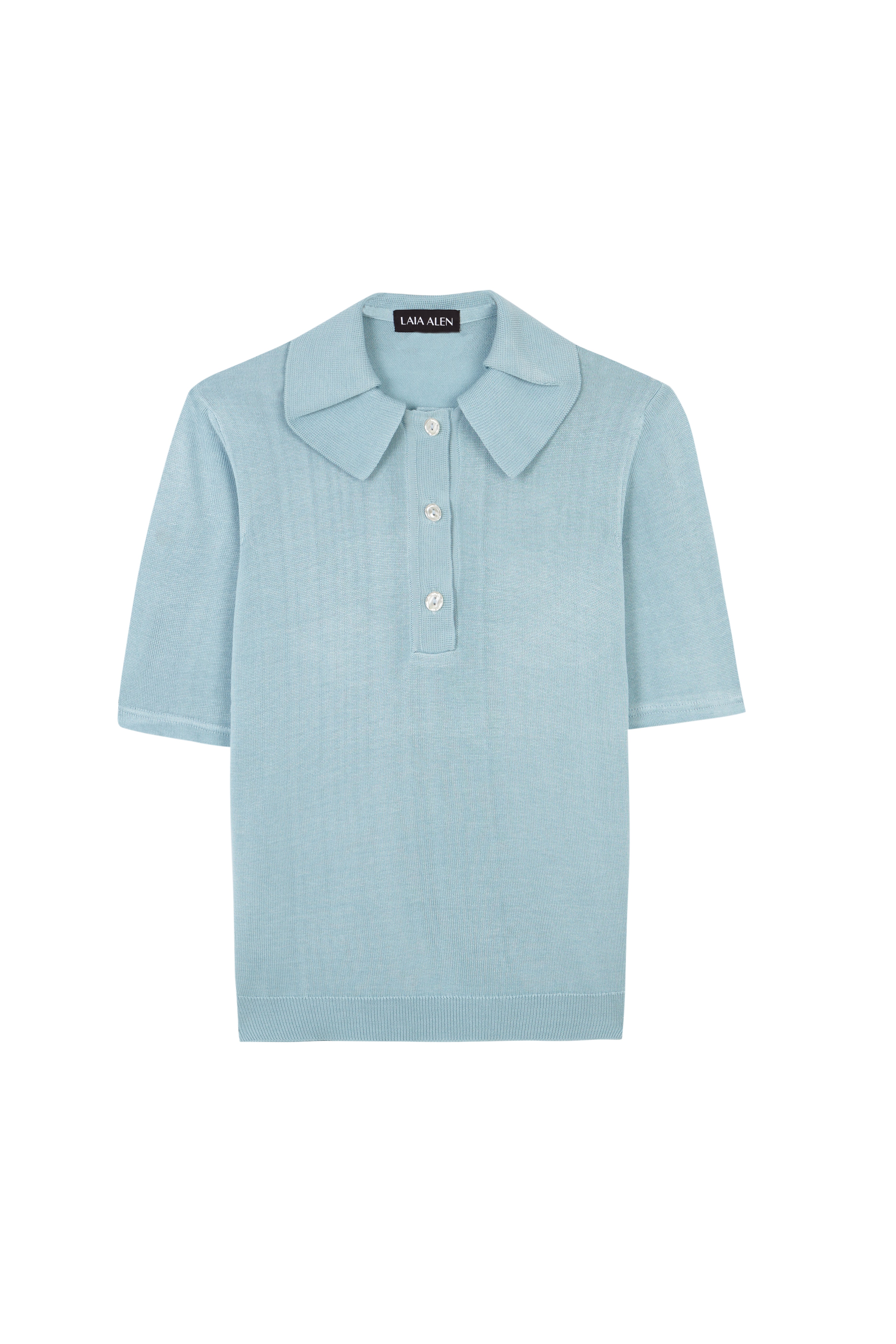 Antonia Silk Polo Sky Blue