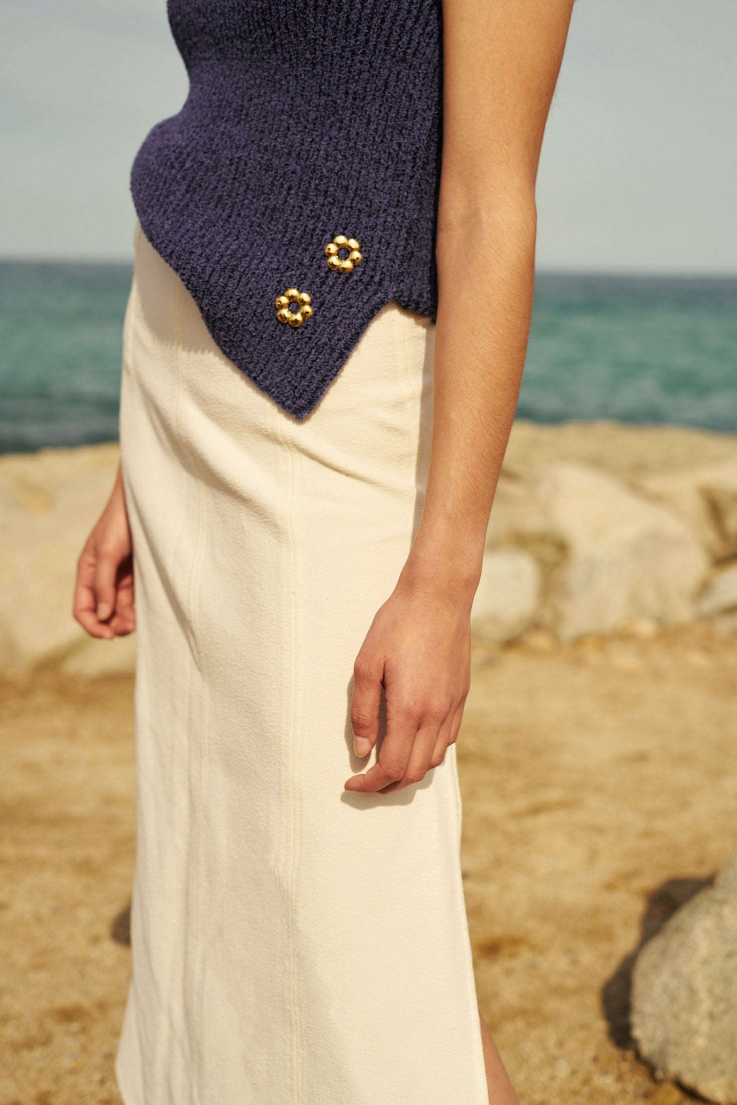 Maria Roll Neck Top Baya Blue