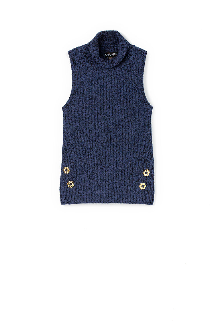 Maria Roll Neck Top Baya Blue