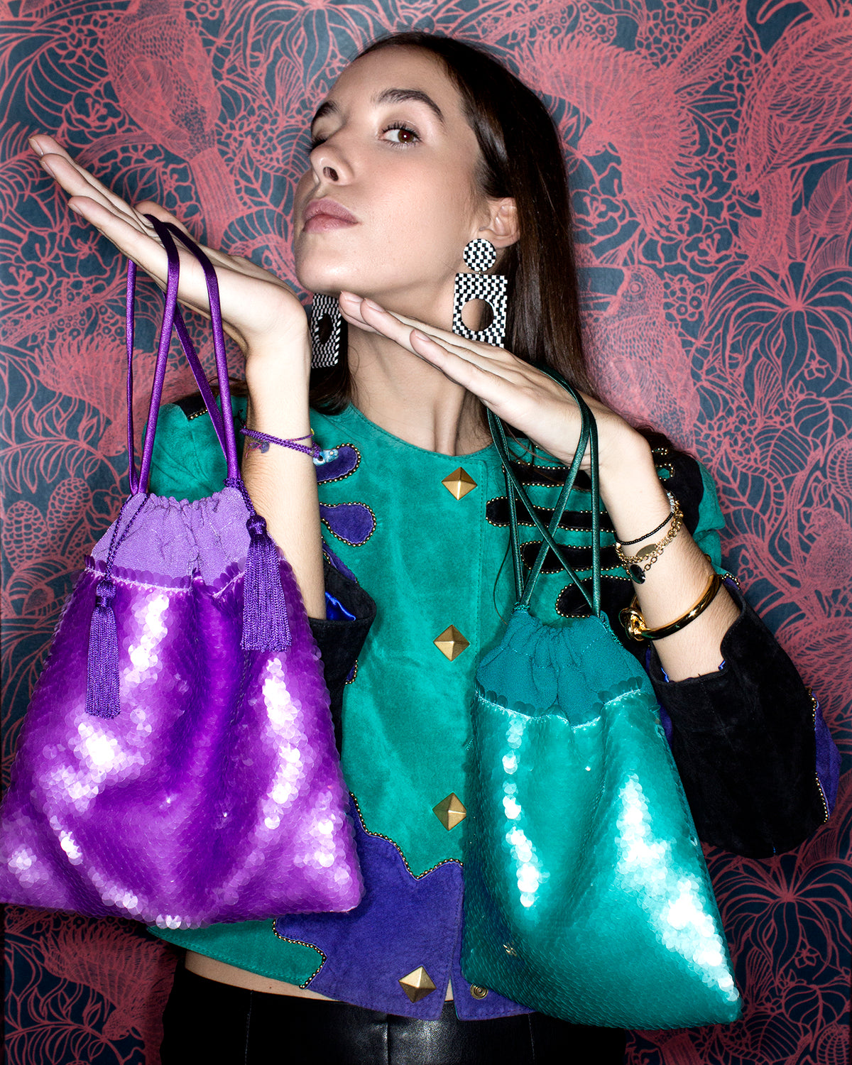 Rocio Purple Bag and Rocio Green Bag