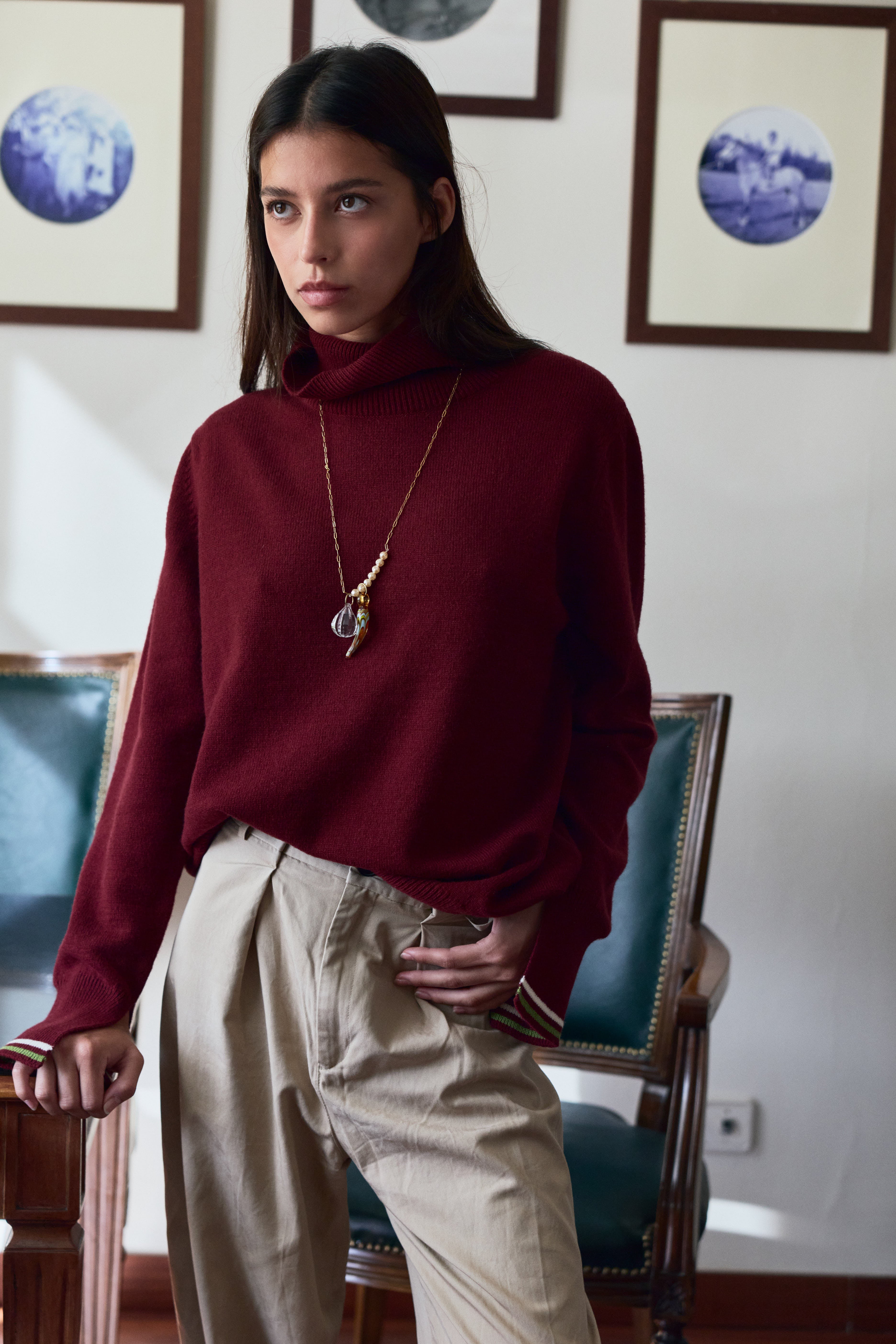 Berta Cashmere blend Crew Neck Wine