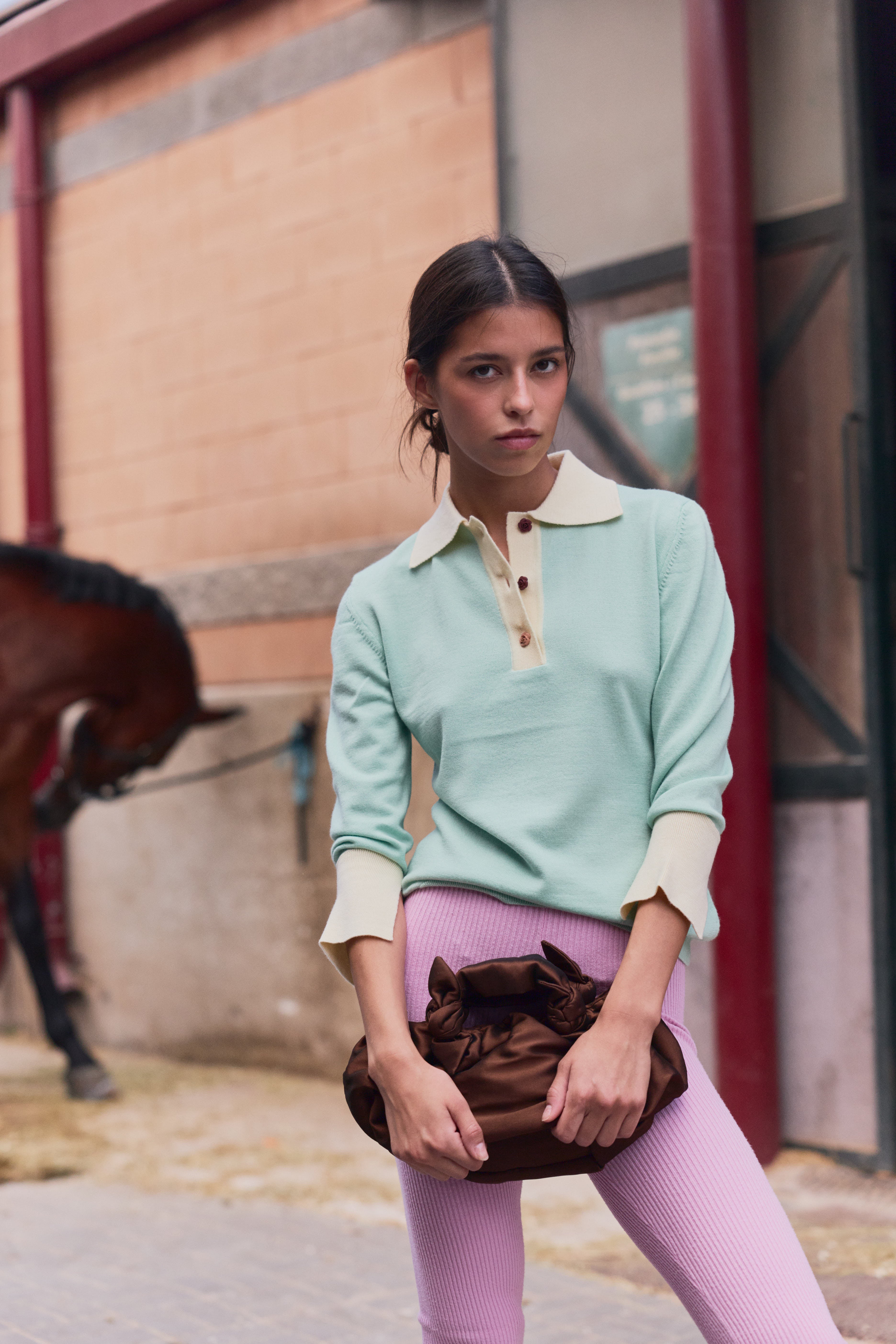 Emily Cashmere blend Polo Mint Green