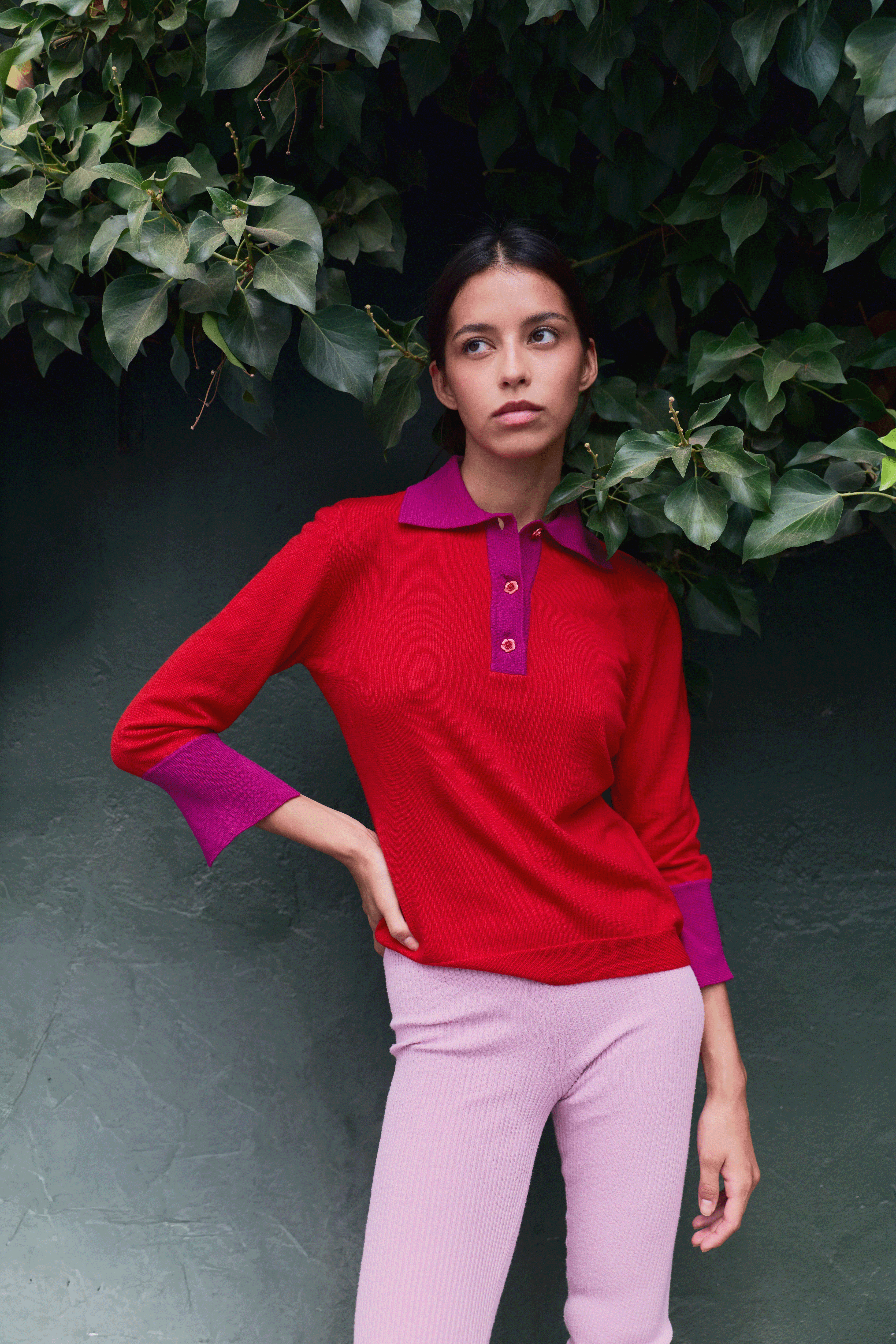 Emily Cashmere blend Polo Red