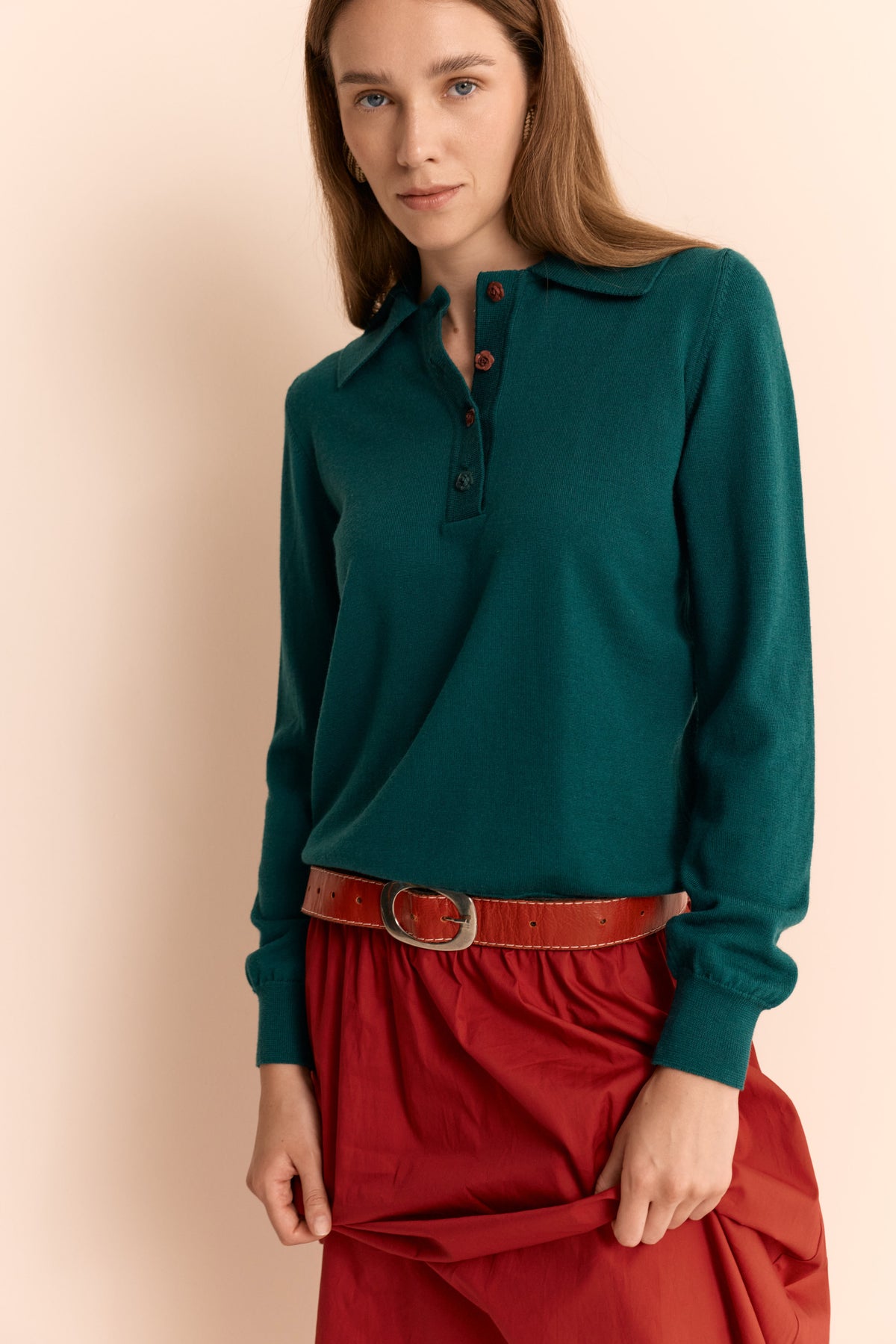 Antonia Winter Polo Green