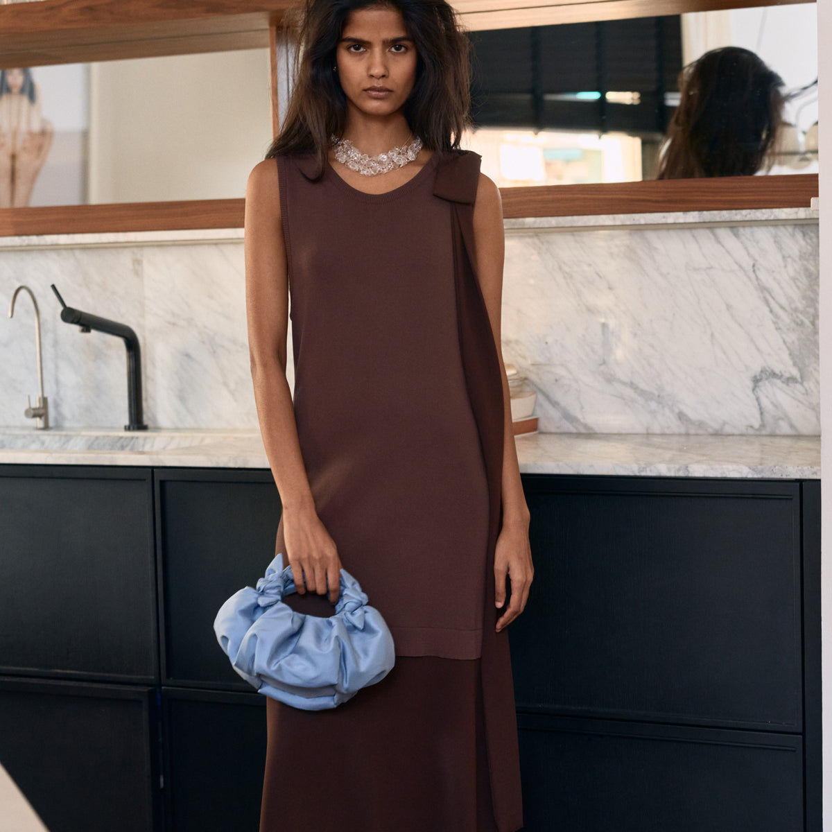 Sandra Bow Dress Brown Sandra Bow Dress Brown