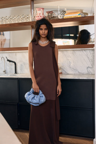 brown dress with bows Sandra Bow Dress Brown