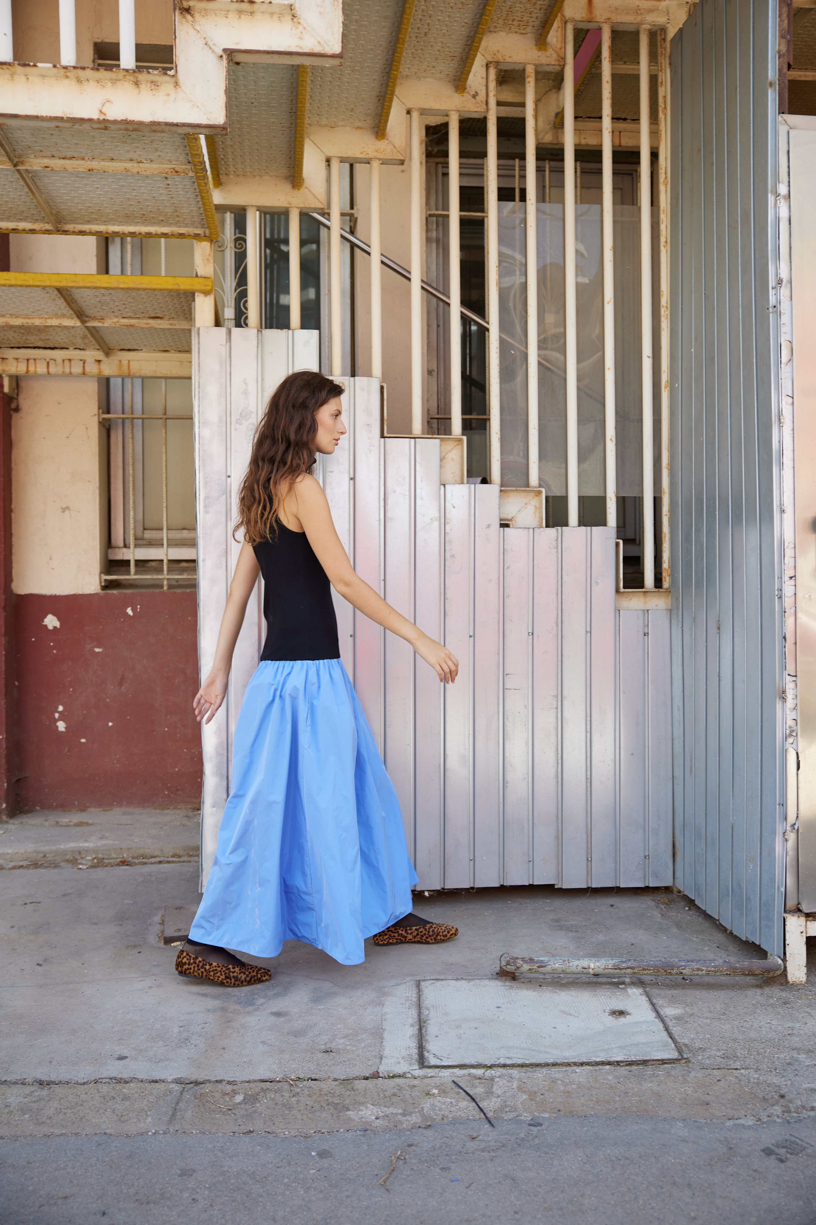 Frida Dress Black/Sky Blue