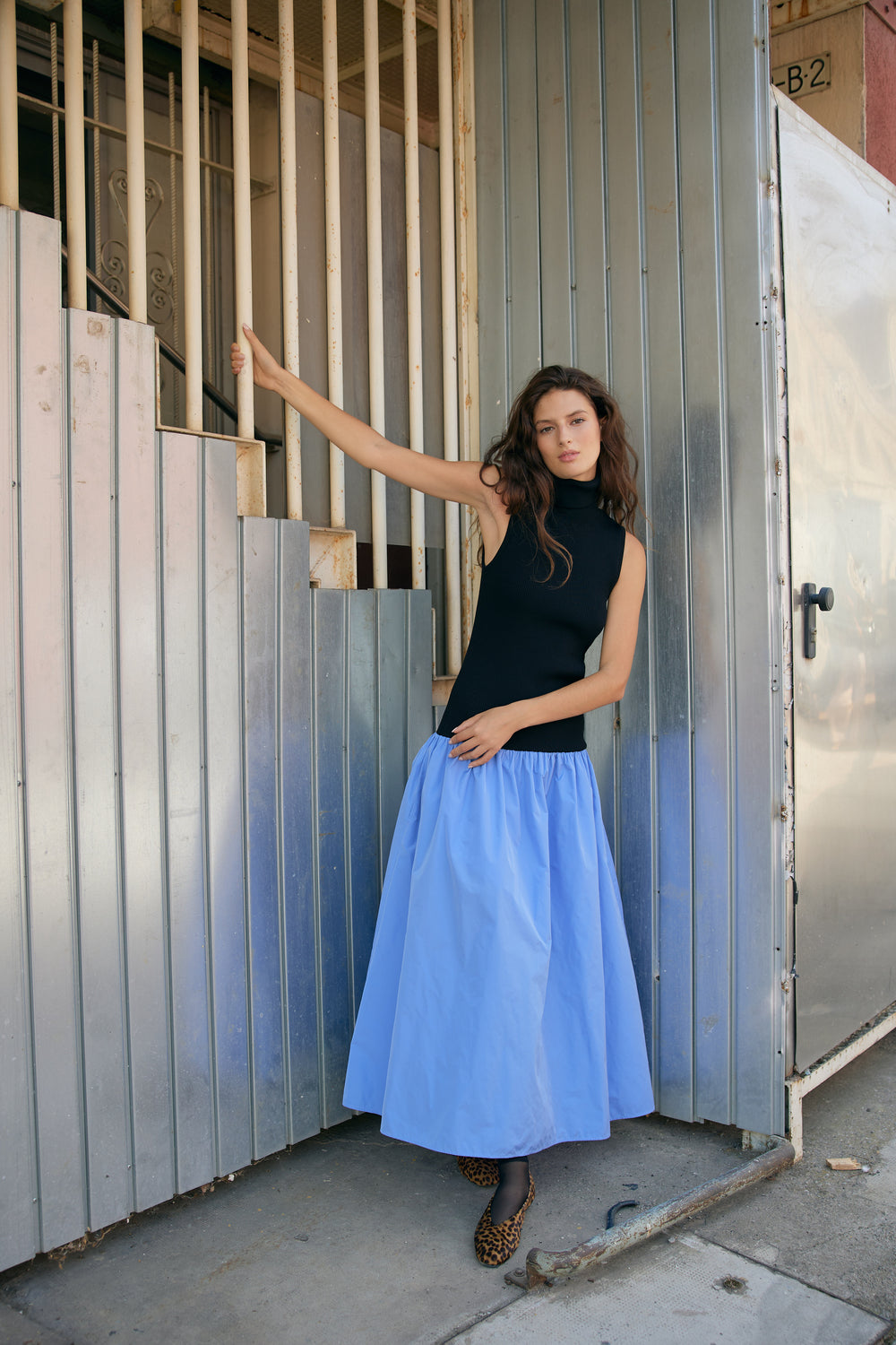 Frida Dress - Black/Sky blue