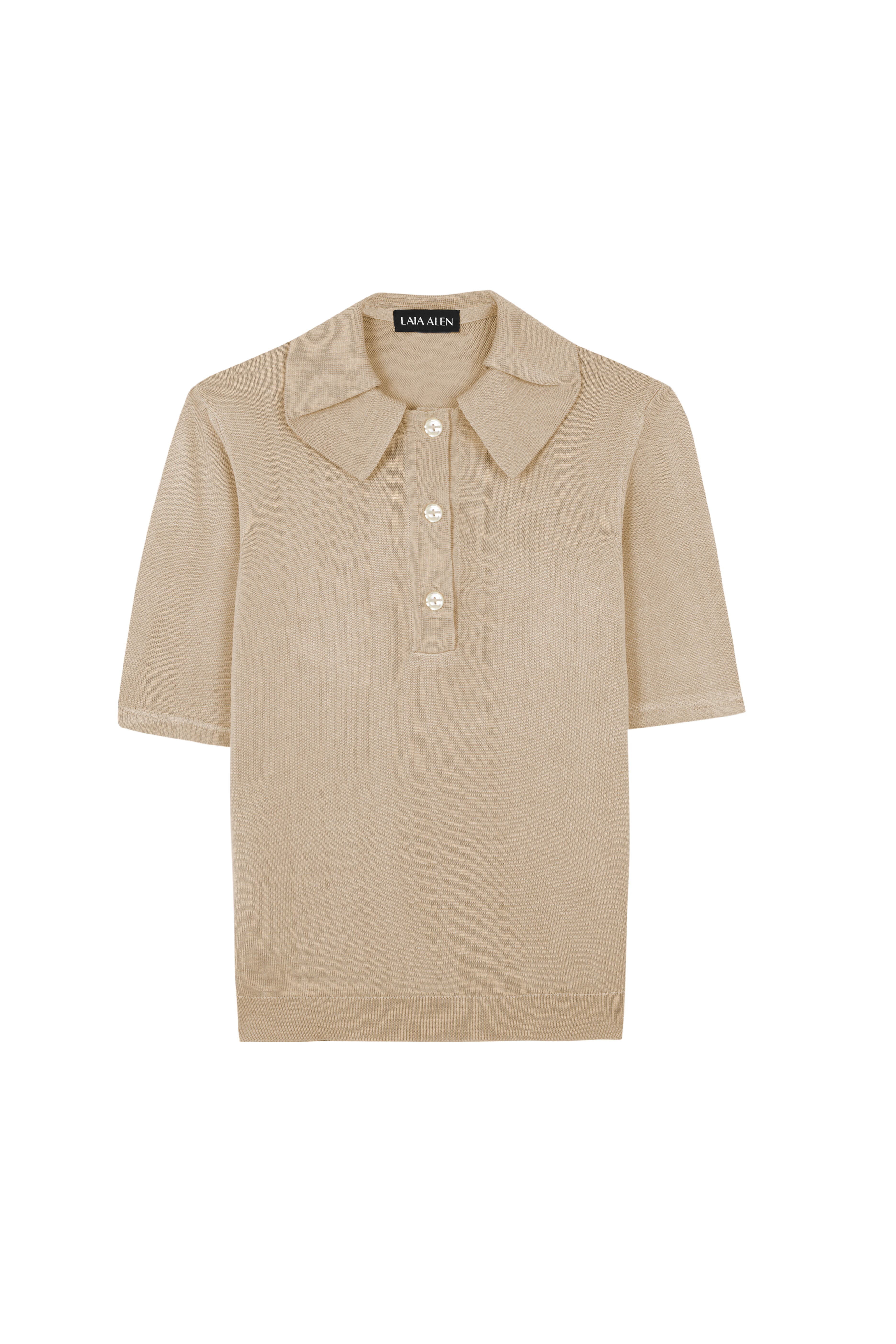 Antonia Silk Polo Beige