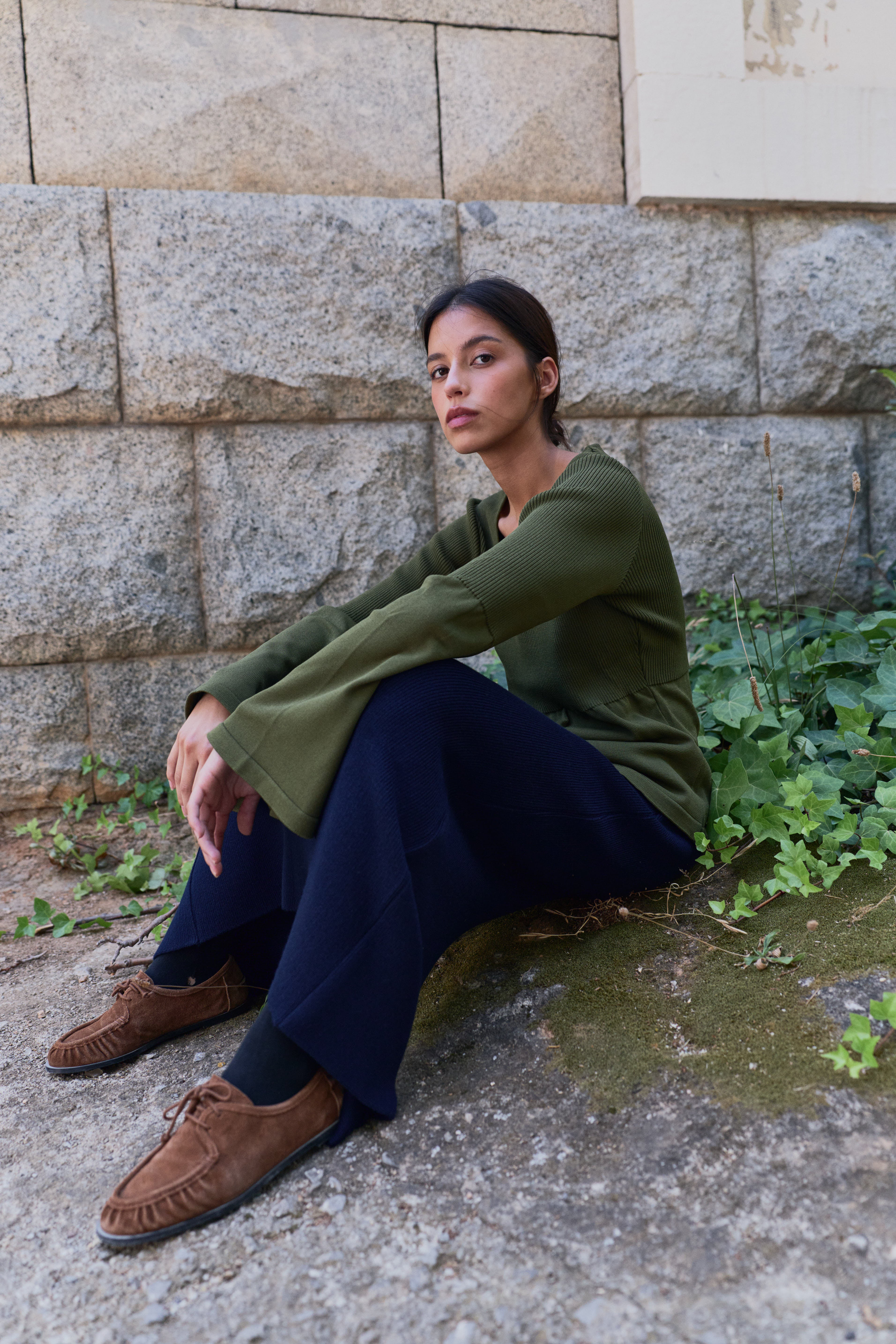 Vanesa Top Flared Military Green